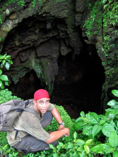 A picture of me in front of the pit entrance to Tamana Cave in 2004.